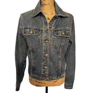 Vintage Denim Jacket Bill Blass Womens Size Small Boxy Crop Trucker Streetwear